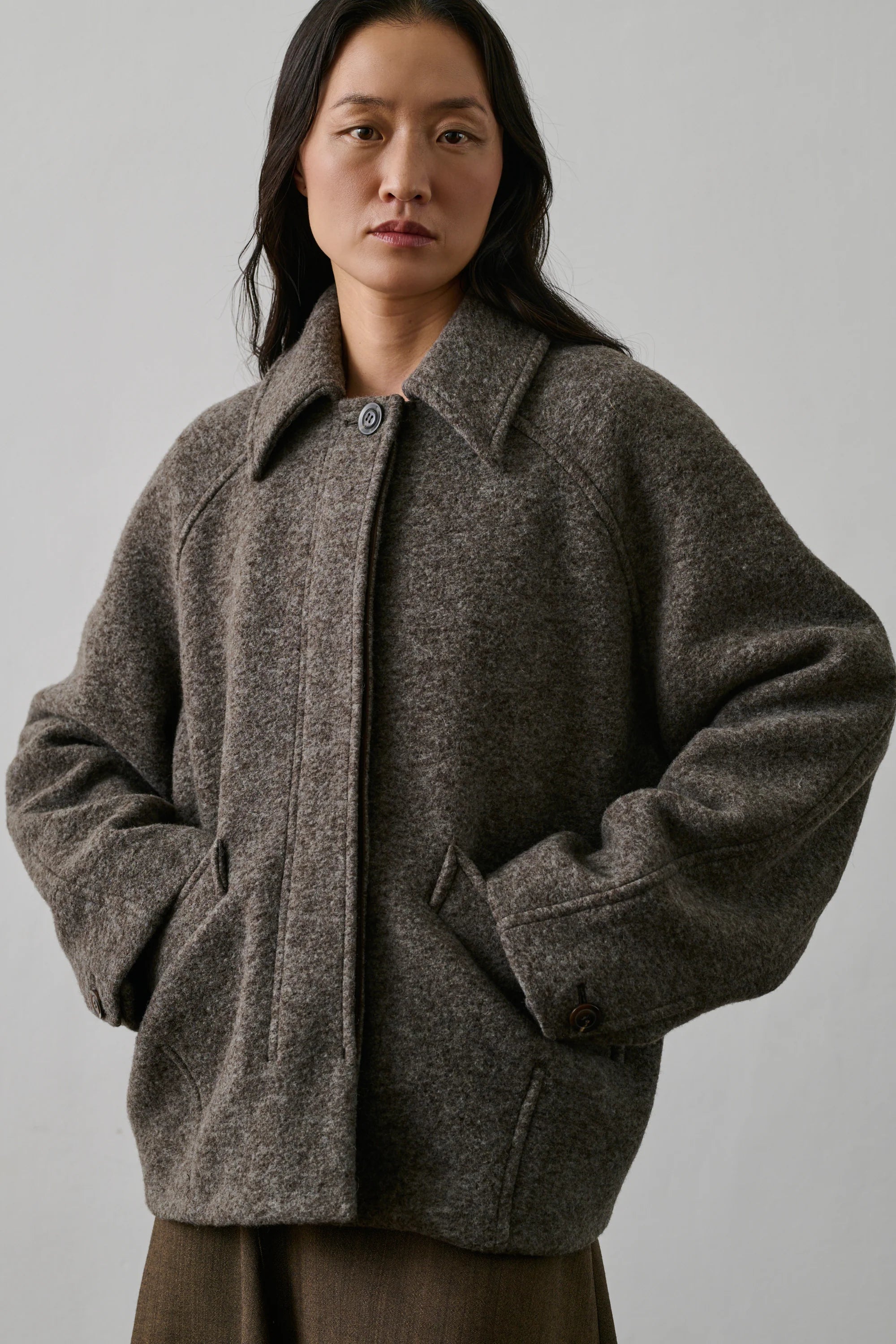 ABRIGO, CHAQUETA Soeur AW25 Balard gris/marron