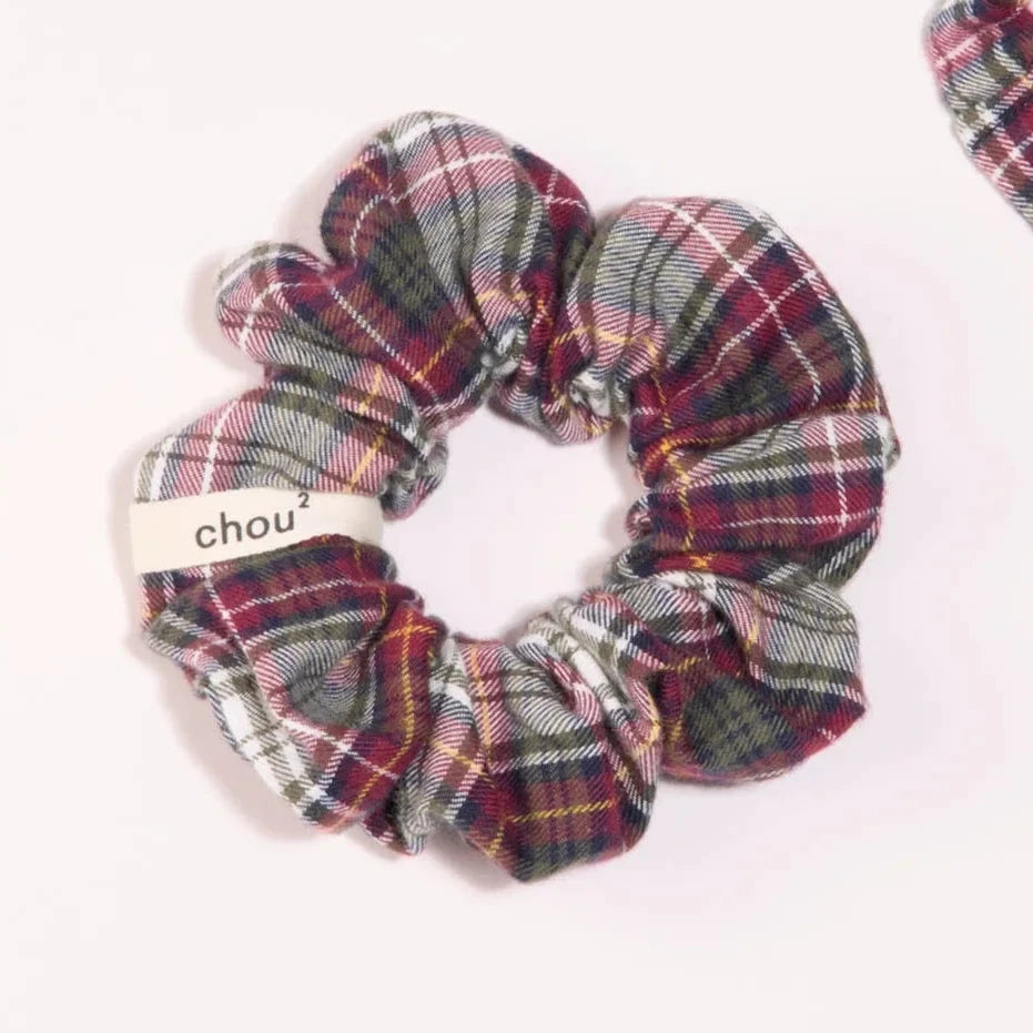 COLETERO Grand Chouchou tartan rojo