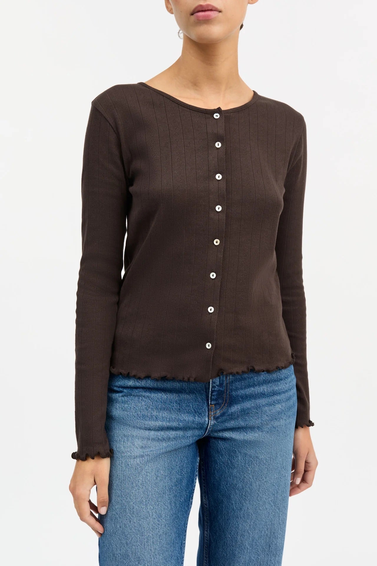 CAMISETA, CÁRDIGAN Skall Studio AW25 Edie dk brown