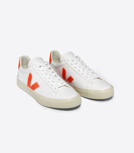 DEPORTIVAS Veja CAMPO CHROMEFREE LEATHER WHITE ORANGE FLUO