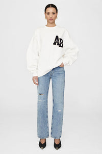 SUDADERA ANINE Bing AW24 Miles oversize letterman off white