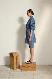 VESTIDO Mare di latte SS25 Lily long storm blue