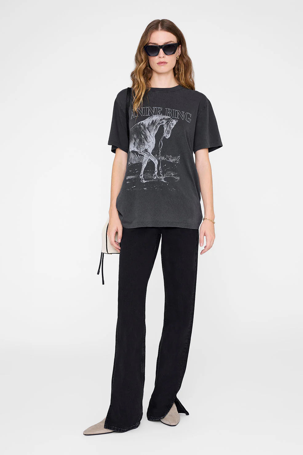 CAMISETA Anine Bing AW25 Lili tee horse washed black