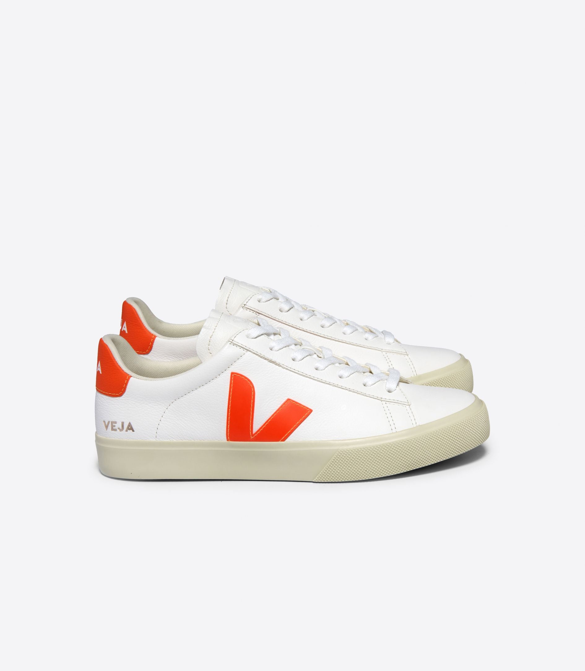 DEPORTIVAS Veja CAMPO CHROMEFREE LEATHER WHITE ORANGE FLUO