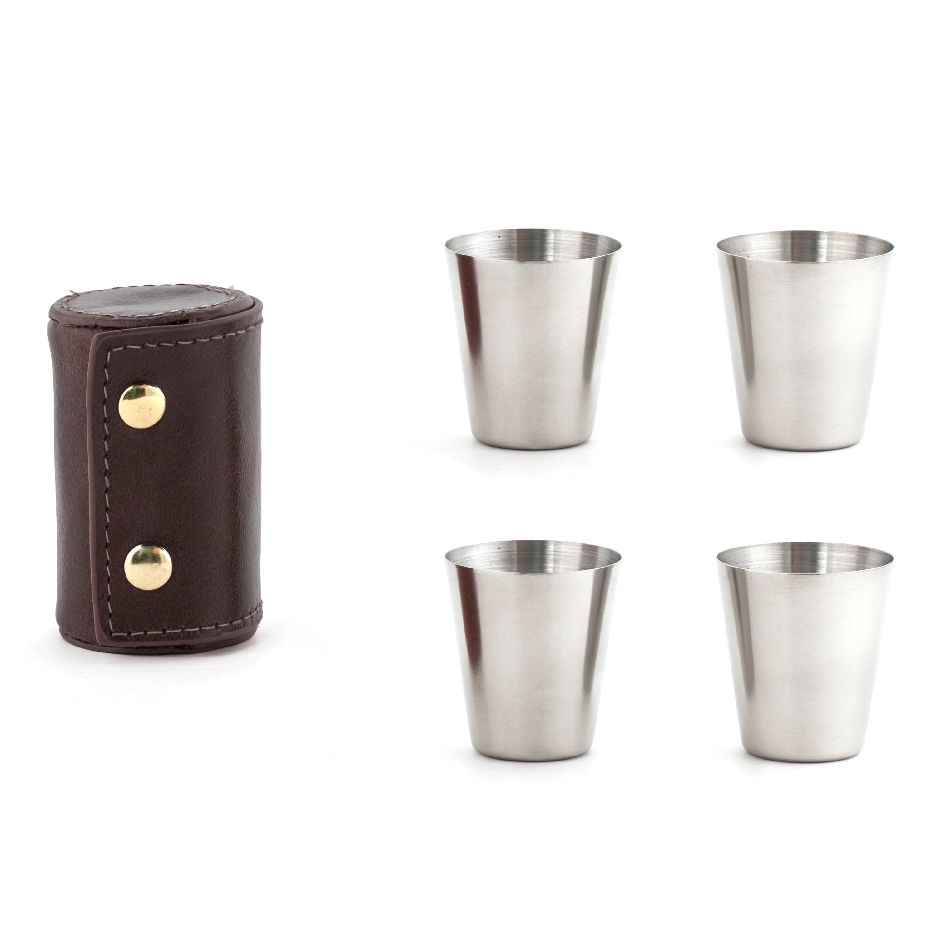 PACK VASOS Kikkerland Vasos chupito con funda de piel