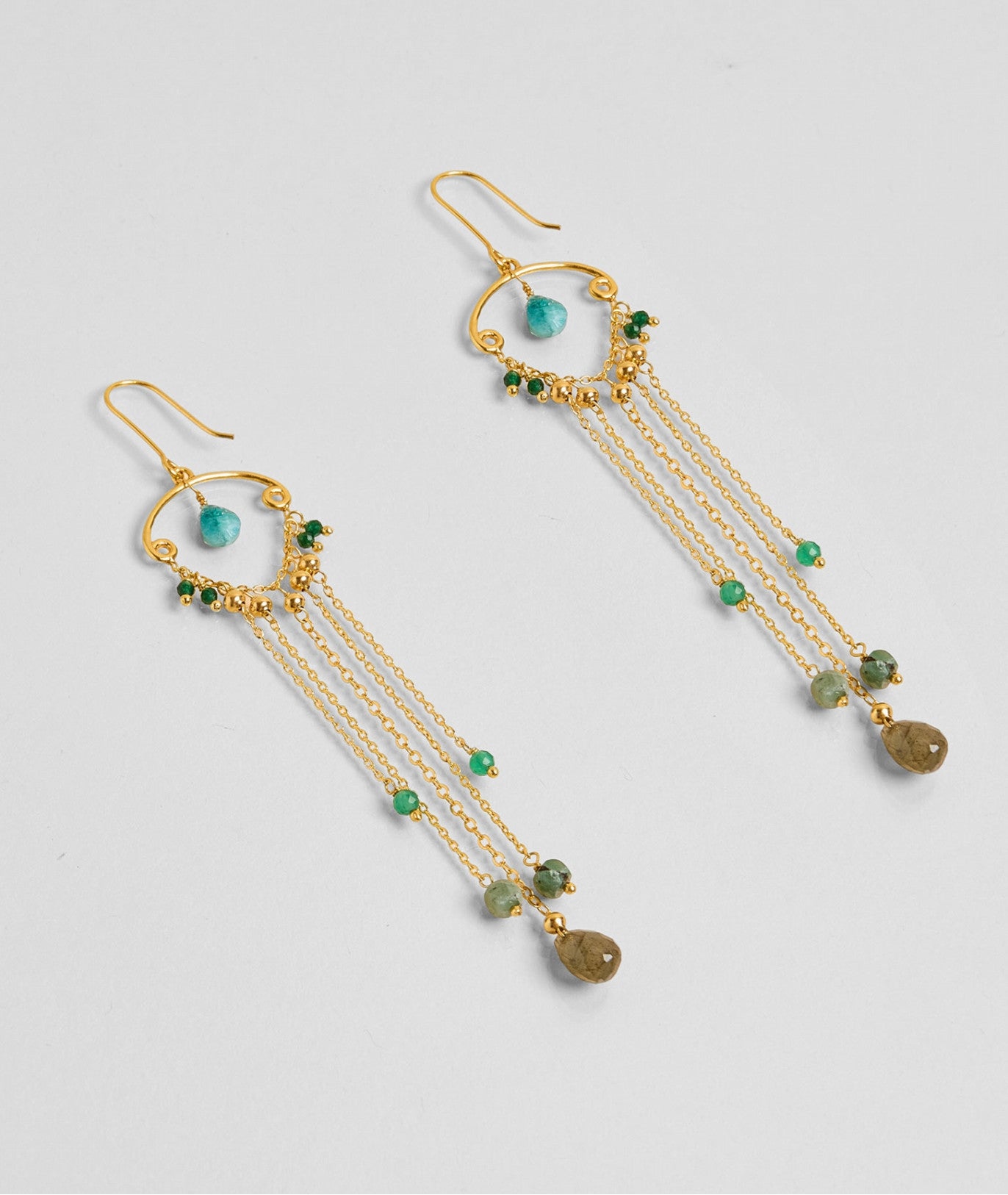 PENDIENTES Une a Une Gouttes multi emeraude
