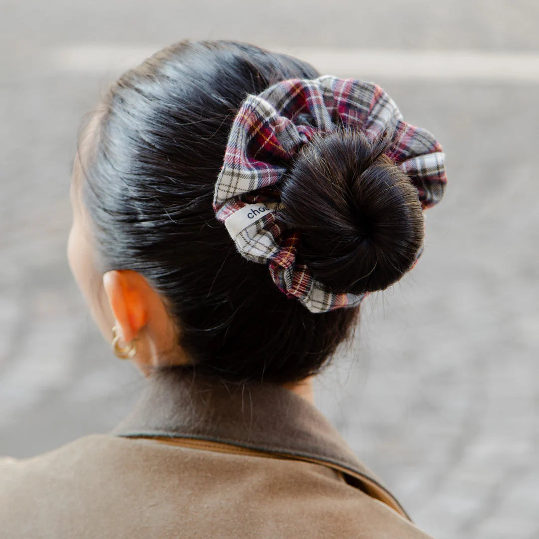 COLETERO Grand Chouchou tartan rojo