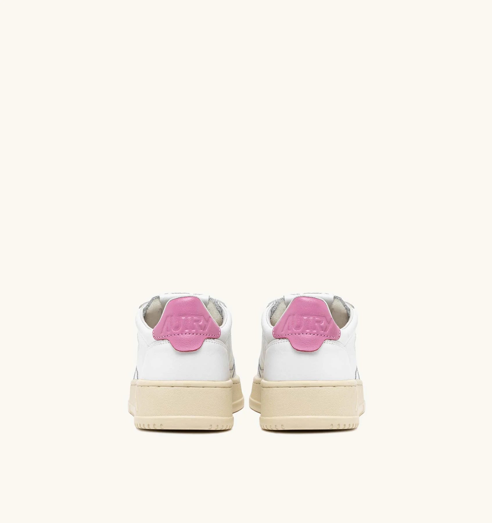 DEPORTIVAS Autry MEDALIST LOW SNEAKERS IN WHITE AND MAUVE PINK LEATHER