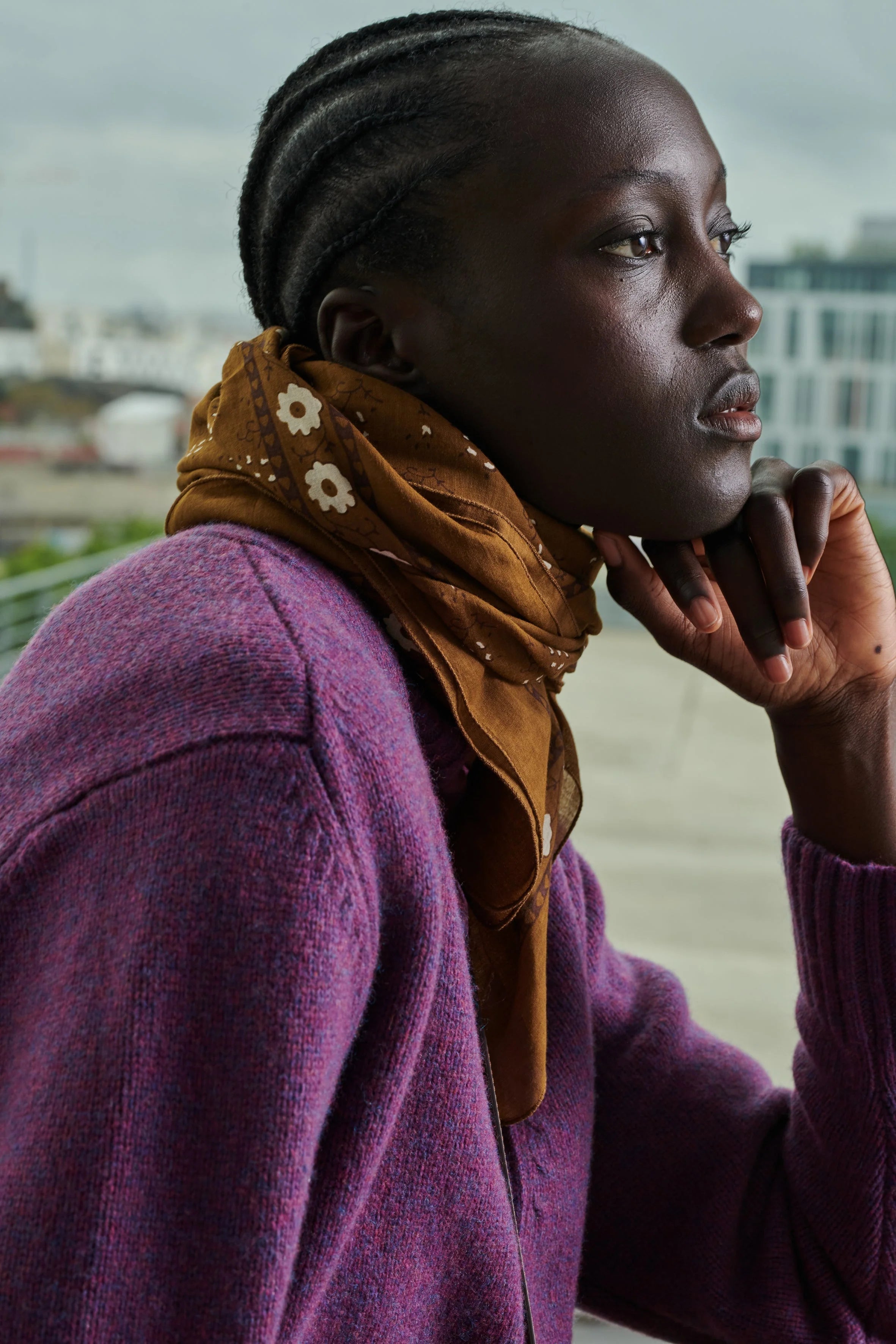 FOULARD, PAÑUELO Soeur AW23 classique marrón algodón