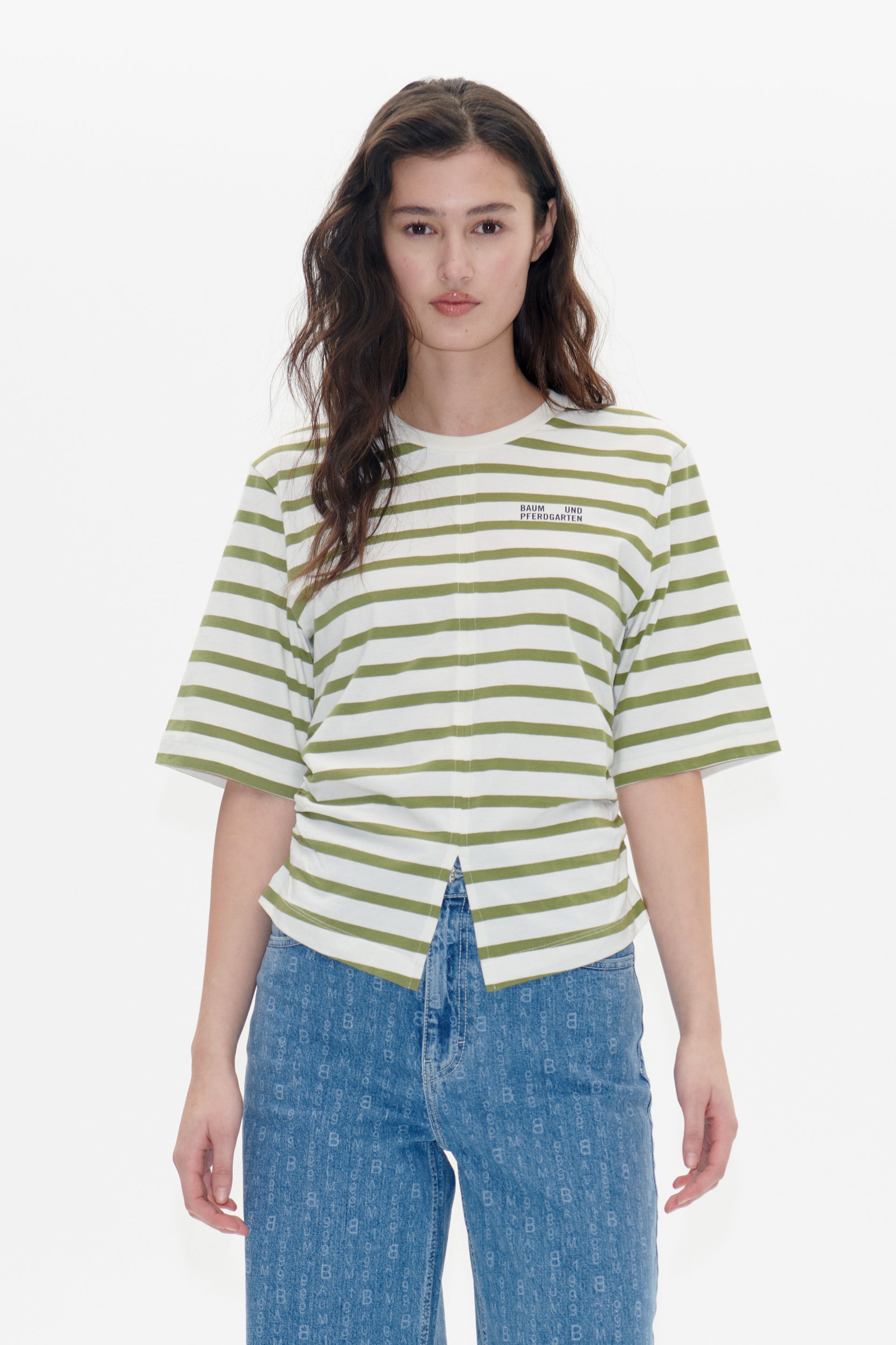 CAMISETA Baum und Pferdgarten AW24 Juma sphagnum whisper stripe