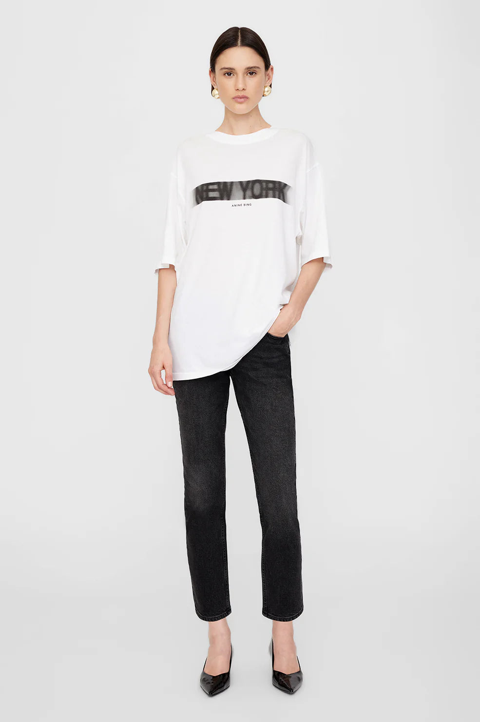 CAMISETA Anine Bing AW24 Cason Blur ivory