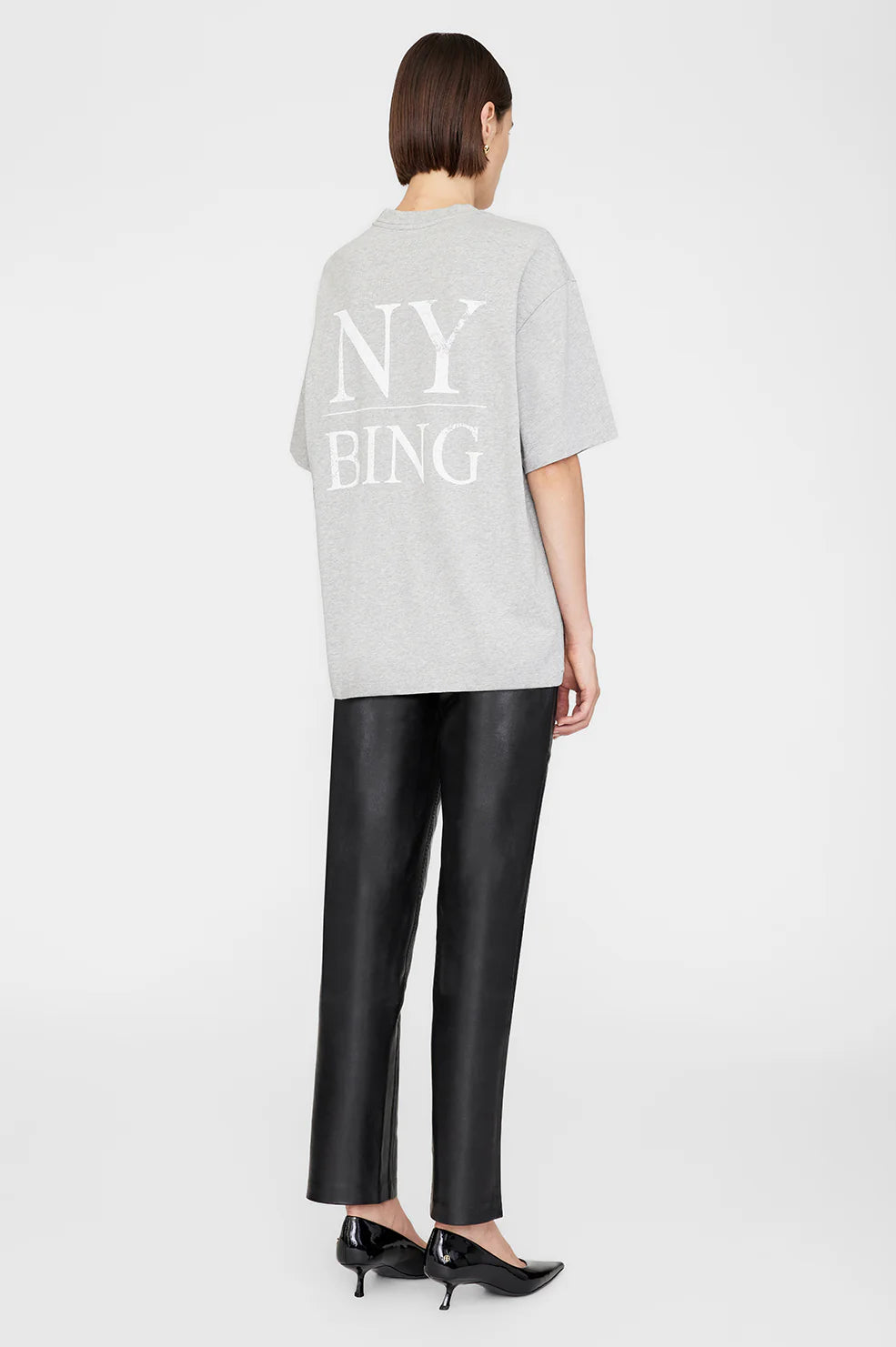 CAMISETA Anine Bing AW24 Myers tee serif NY washed heather grey