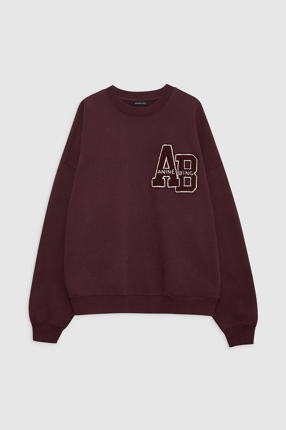 SUDADERA ANINE Bing AW24 Miles oversize letterman dark burgundy