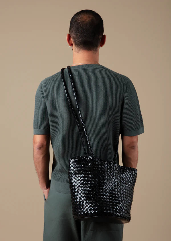 BOLSO Aliu Studio SS26 Leather Intrecciato Crossbody Black