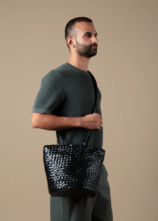 BOLSO Aliu Studio SS26 Leather Intrecciato Crossbody Black