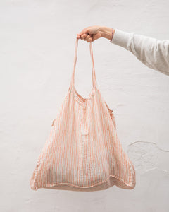 BOLSO Linge Particulier 100% lino - terracota stripes